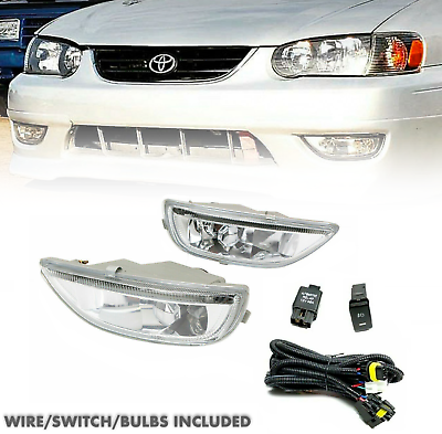 #ad For 2001 2002 Toyota Corolla JDM Clear Foglights Driving LampWiring LeftRight $59.75