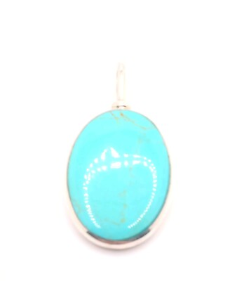 #ad Athra Trading Inc ATI Large Round Turquoise Sterling Silver Pendant $40.00