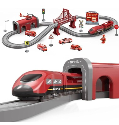 #ad Fire Train Set For Kids Ages 4 And Up 66 Pieces Train Track Fire Set $23.79
