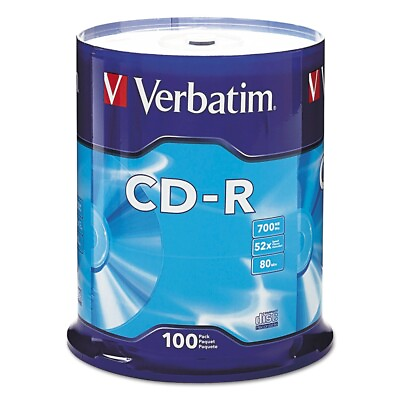 #ad Verbatim 94554 CD R 700 MB 80 min Recordable Disc Silver 100 PK New $29.43