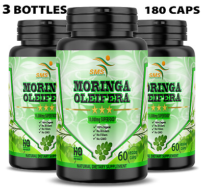 #ad Moringa Oleifera Organic Leaf Extract 10000mg Serving 100% Pure Capsules 180 $20.36