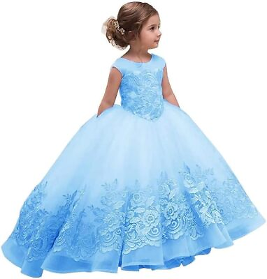 #ad Princess Flower Girl Dresses for Wedding Lovely Kids Lace Appliques Prom Gowns $75.90