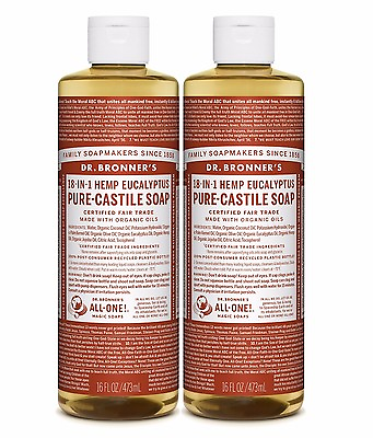 #ad Dr Bronner`s Organic Eucalyptus Castile Liquid Soap 473ml Vegan Pack of 2 $39.74
