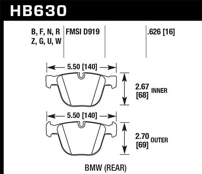 #ad Hawk Performance Rear Disc Brake Pad Set Fits 2014 BMW X5 xDrive50i Turbo 4.4L V $196.59