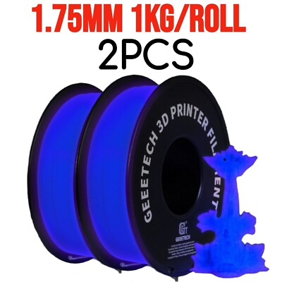 #ad 2PCS GEEETECH 3D Printer Filament Luminous Purple 1.75mm 1kg roll Consumables $40.84