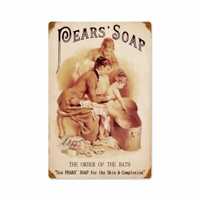 #ad PEARS SOAP WOMEN BATHING GIRL 18quot; HEAVY DUTY USA MADE METAL ADVERTISING SIGN $82.50
