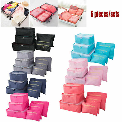 #ad #ad 6Pcs Set Travel Storage Bag for Clothes Luggage Packing Cube Organizer Suitcase $6.76