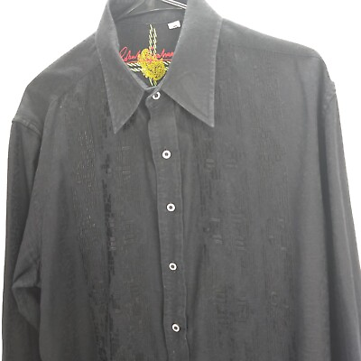 #ad Robert Graham Signature Black Printed Shirt Size Large Floralamp; Geometric pattern $53.89