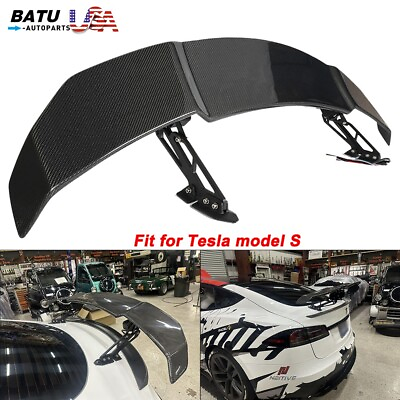 #ad New Automatic Adjustable Real Carbon Fiber Spoiler Wings for 16 24 Tesla model S $888.88