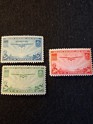 #ad U.S. Stamps Scott # C20 C21 C22 Airmail Orange M VF LH $10.00
