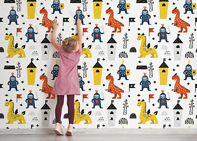 #ad 3D Dinosaur Soldier Castle Kids Wallpaper Wall Murals Removable Wallpaper 2 AU $249.99