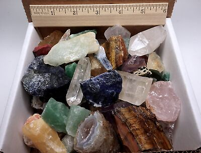 #ad Crafters Collection 2 Lbs Natural Crystals Mineral Specimens Mixed Gemstones $29.96