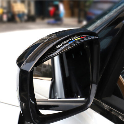 #ad 2pc MUGEN Carbon Fiber Rear View Side Mirror Visor Shade Rain Shield Water Guard $14.00