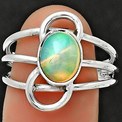 #ad Natural Ethiopian Opal 925 Sterling Silver Ring s.8 Jewelry R 1141 $16.99