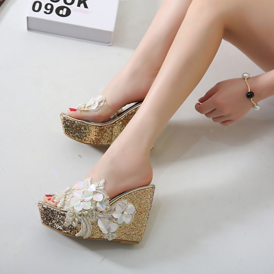 #ad Women Fashion Summer Floral Sandals Modern Slip On Beach Shoes Platform Wedge $57.06