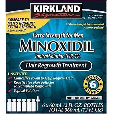 #ad 6 Months Kirkland Minoxidil 5% Extra Strength Topical Solution Regrowth for Men $33.22