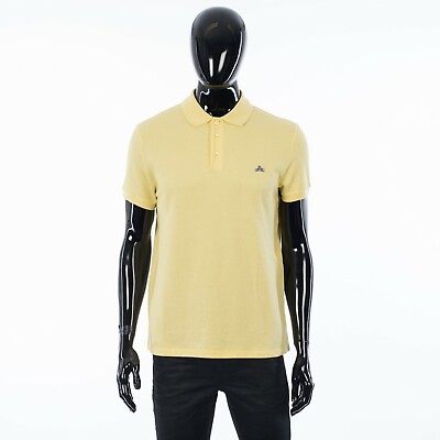 #ad CELINE x ANDRE BUTZER 550$ Embroidered Polo Shirt Light Yellow Cotton Pique $200.00