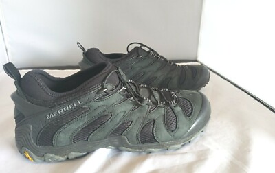 #ad MERRELL 10.5 Vibram Bungee Mens Hiking Shoes Used Black Green J12063 $29.99