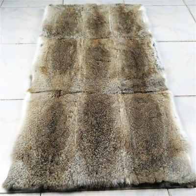 #ad LUXURY Genuine Blanket Real Rabbit Fur Throw Spread Rug Skin Plate Collar Carpet $32.29