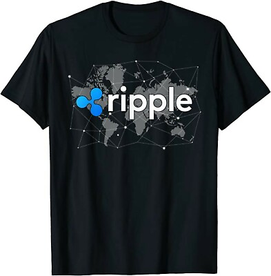 #ad Ripple XRP Logo Crypto Trader World Map Blockchain T Shirts Short Sleeve $16.99