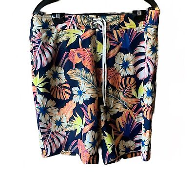 #ad No Boundaries Men#x27;s Floral Stretch Draw String Pockets Swim Board Shorts Sz 32 $9.99