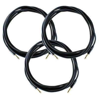 #ad Guitar Cable 20 ft 1 4quot; to 1 4 Male Straight Instrument Amp Black Cord 3 Pack $33.87