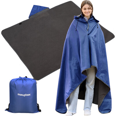 #ad Hooded Stadium Blanket 79x56#x27;#x27; Waterproof Windproof Outdoor Fleece Blanket $38.98