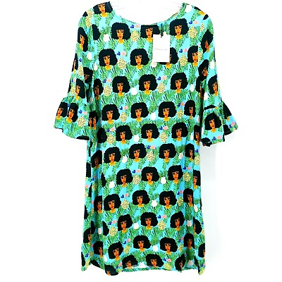 #ad PEPALOVES Funky Africa Print Dress Ruffled Sleeves Size XS $9.00