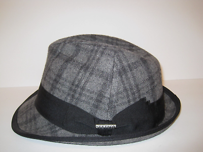 #ad Stetson Mens Hat fedora Size Large gray plaid $45.00