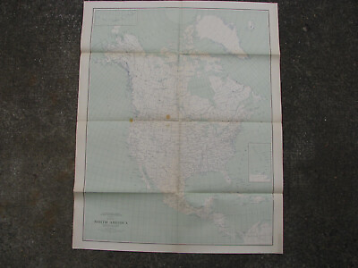 #ad 1912 NORTH AMERICA MAP 32x40 in. US GEOLOGICAL SURVEY USA MEXICO CANADA antique $24.97