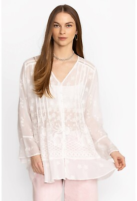 #ad Brand NEW NWT Johnny Was FLEUR DU JOUR TUNIC COLOR: White Size ALL $90.00