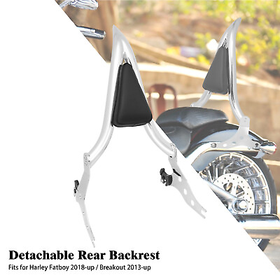 #ad Chrome Detachable Passenger Backrest w Pad Sissy Bar For Harley Breakout Fat Boy $171.99