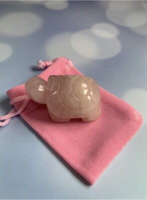 #ad Rose Quartz Crystal Turtle Gemstone Tortoise Handmade Healing Carved Animals GBP 12.99