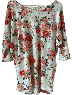 #ad Bobbie Brooks Small. Floral Tunic Top dolman half sleeve soft stretch $10.62