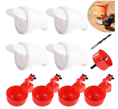 #ad 4 Chicken Feeder Port Automatic watering cups 4 port for feeding hole saw $19.99