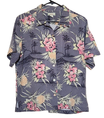#ad Tommy Bahama Womens M 100% Silk Hawaiian Shirt Floral Button Up Top Short Sleeve $24.99