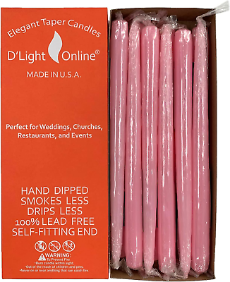 #ad Elegant Unscented Pink Taper Candles Premium Quality Hand Dipped Dripless Taper $32.94