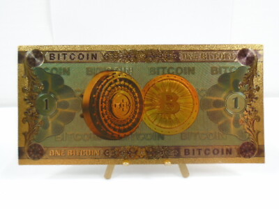 #ad Bitcoin 24 Carat Gold Plated Souvenir Collectible Note Beautiful Color $4.95