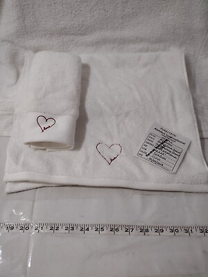 #ad New Avalon PUR0158191 Cotton w Embroidery Heart Hand Towel and Wash Cloth $20.70