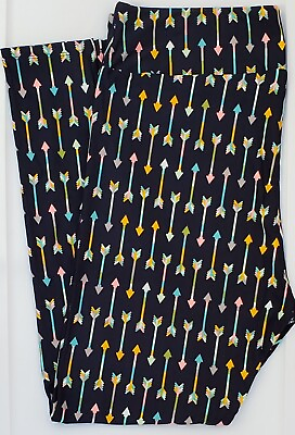 #ad TC LuLaRoe Tall amp; Curvy Leggings Cute Multicolor Arrows on Dark Blue NWT Q09 $11.90