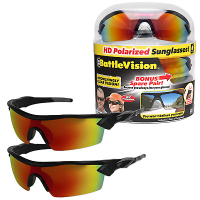 As Seen On TV BattleVision HD Polarized Sunglasses 2 Pairs Eliminate Glare $19.99