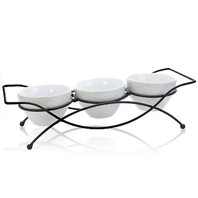 #ad Elite Gracious Dining 4 Piece Serving Set with Metal Rack in White $28.98