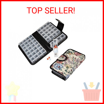 #ad 14 Day Floral Pill Case Box with Medication Organizer for Travel 4 Marked Comp $12.05
