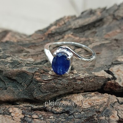 #ad 925 Sterling Silver Natural Blue Sapphire Handmade Ring Jewelry US S 7 R 413 $34.99