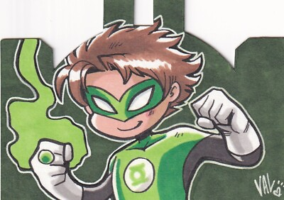 #ad DC COMICS JUSTICE LEAGUE Die Cut Sketch Card by Hochberg of Green Lantern $249.99