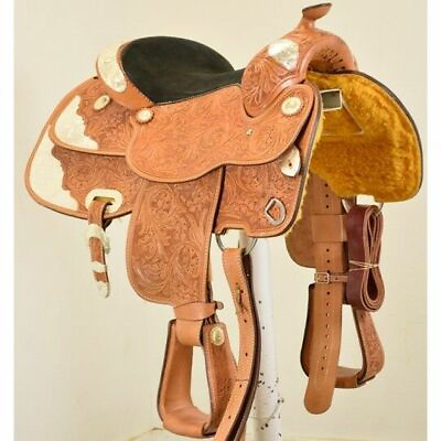 #ad Western show saddle 16quot; on Eco leather buffalo with light orange dye color. $766.58