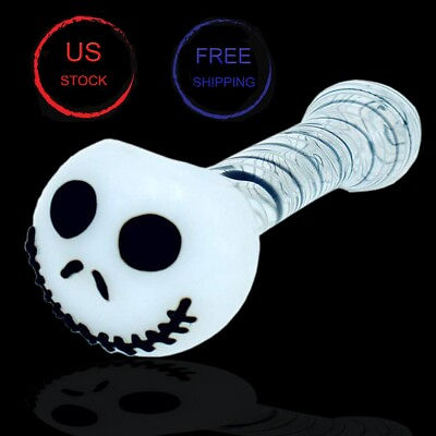 #ad 4.5 Inch Tobacco Glass Pipe Cool Skull Smoking Pipe Swirl Stripe Smoking Bowl $12.87