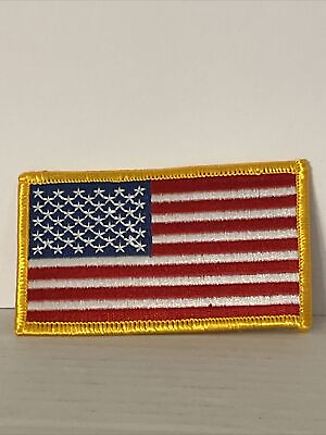 #ad American Flag Patch USA Gold Border US Embroidered NEW UNUSED Read Description $2.69