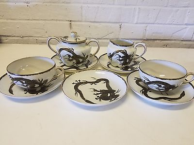 #ad Ant Vintage 6 Piece Teaset w Extra Saucers Flying Golden Dragon Manna Japanese $125.00