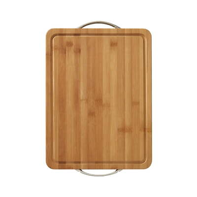 #ad 12 inch x 16 inch Bamboo Cutting Board with Trench and Metal Handles US $17.82